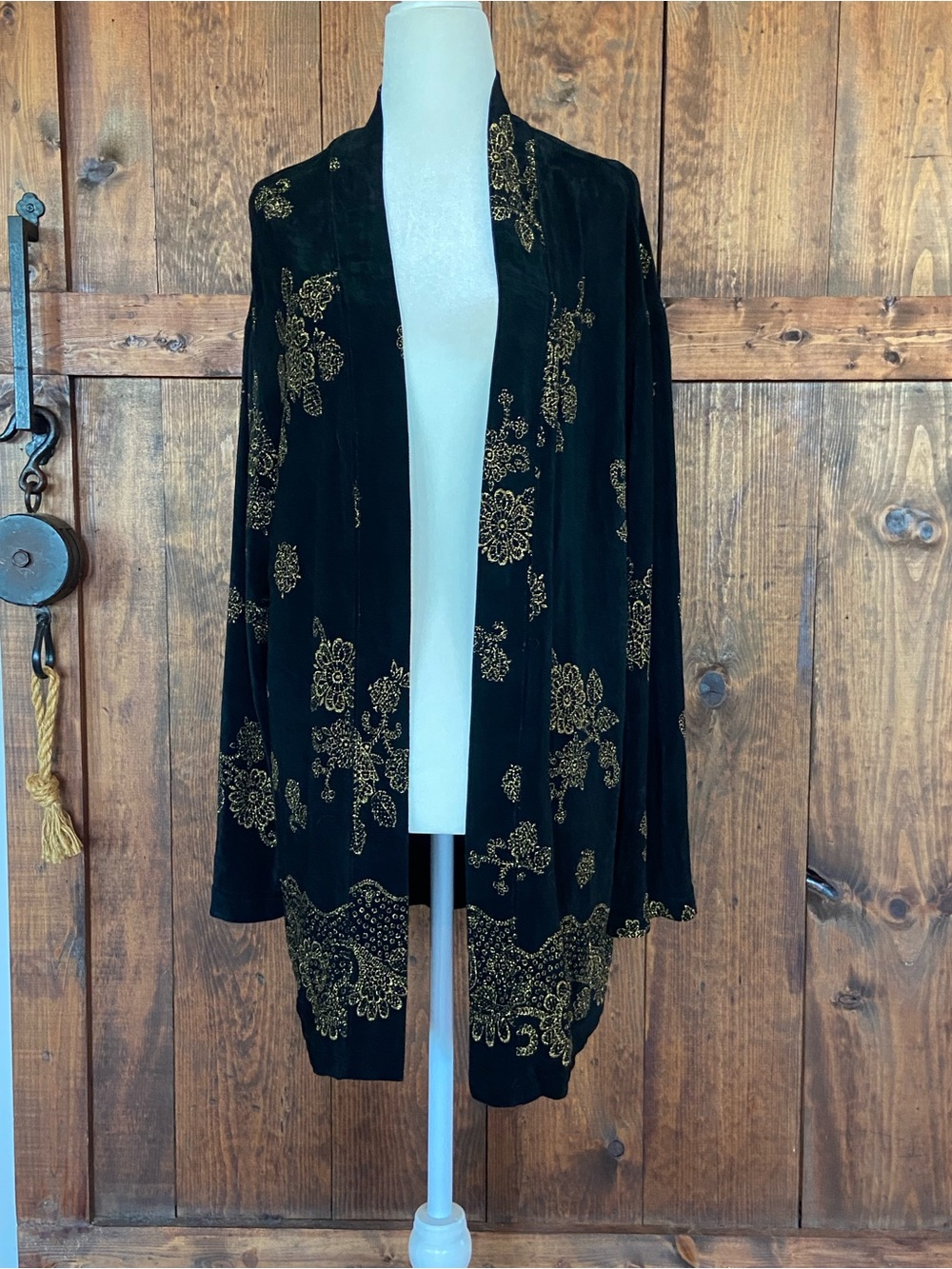 The Travel Collection Black Womens Lagenlook Kimono Tunic Cardigan Jacket Sz M